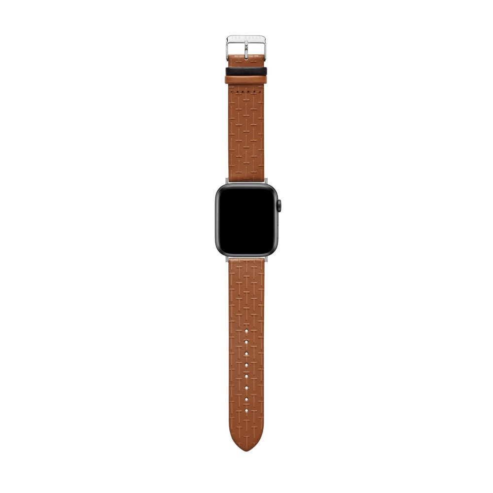 Ted Baker Tan T-Embossed Leather Strap Black Keeper for Apple Watch